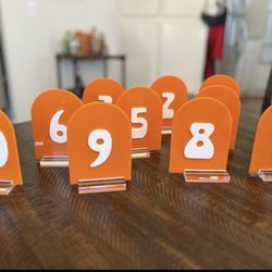 Funky Orange Acrylic Table Numbers - 10