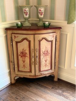 Vintage hand painted corner cabinet