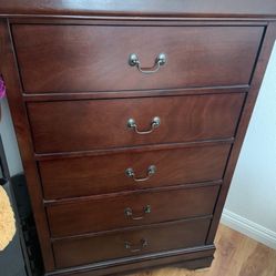 FOR SALE Dining table with 6 chairs(color brown)-  2 Twin beds with a dresser(Color brown)- China cabinet(color brown)-