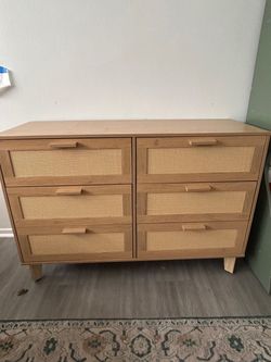tan wicker dresser