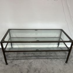 Coffee Table Metal with Two Glass Shelves
