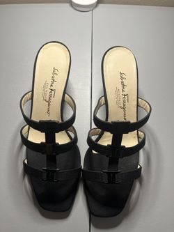Salvatore Ferragamo Black Strap Heels Authentic 