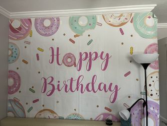 Donut birthday backdrop 7’x5’ 