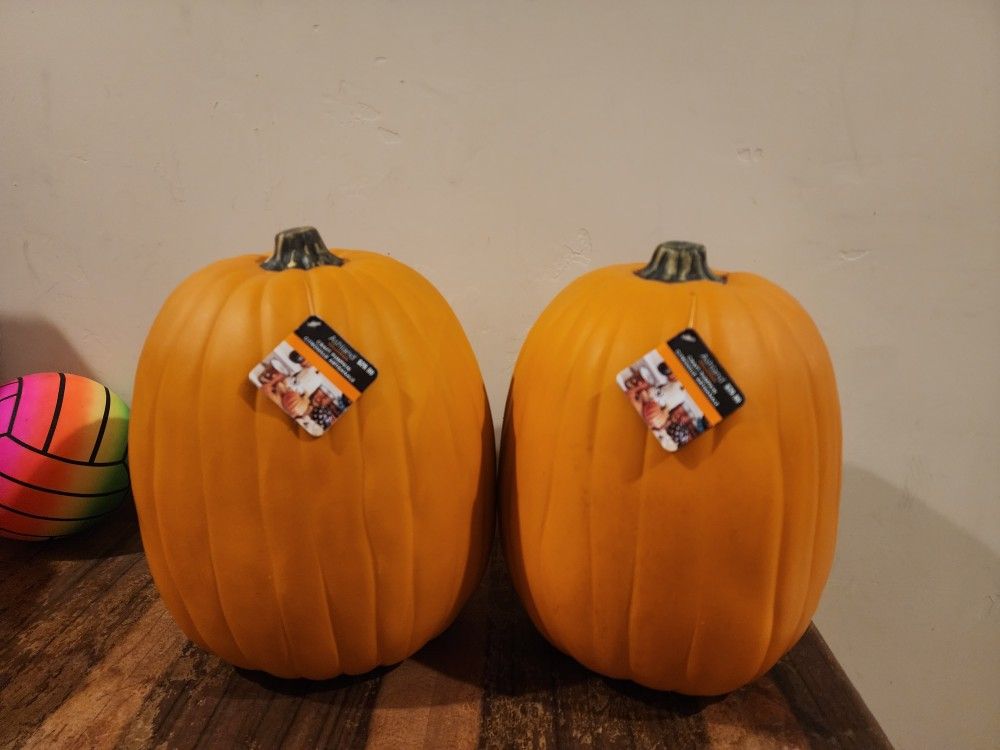 2 Large Plastic Pumpkins