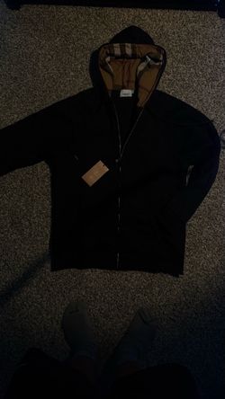 Burberry Black Zip-Up Hoodie with Nova Check Lining