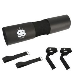 SHESAB Barbell Squat Pad with two Lifting straps - Neck & Shoulder Protective Pad - Perfect for Lunges, Hip Thrusts & Squats Workout - Foam Sponge Pad