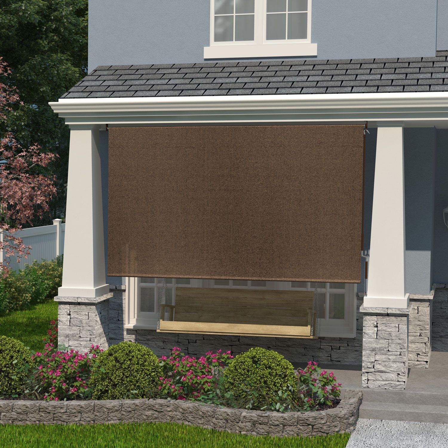 Coolaroo 96" x 96" Crank Operated Brown Roller Sun Shade Walnut - 8' x 8'