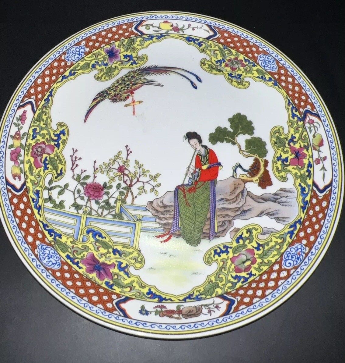 10.5” Antique sVintage Chinoiserie Chinese Plate Beautiful And Colorful