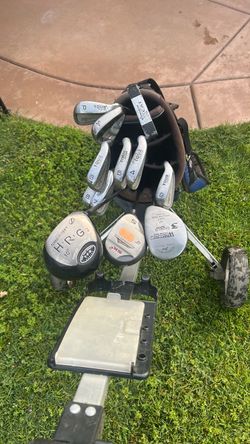 Beginner/Occasional golfer set. Driver, 3 , 5, putter, & 4-SW irons. Bag and pull cart