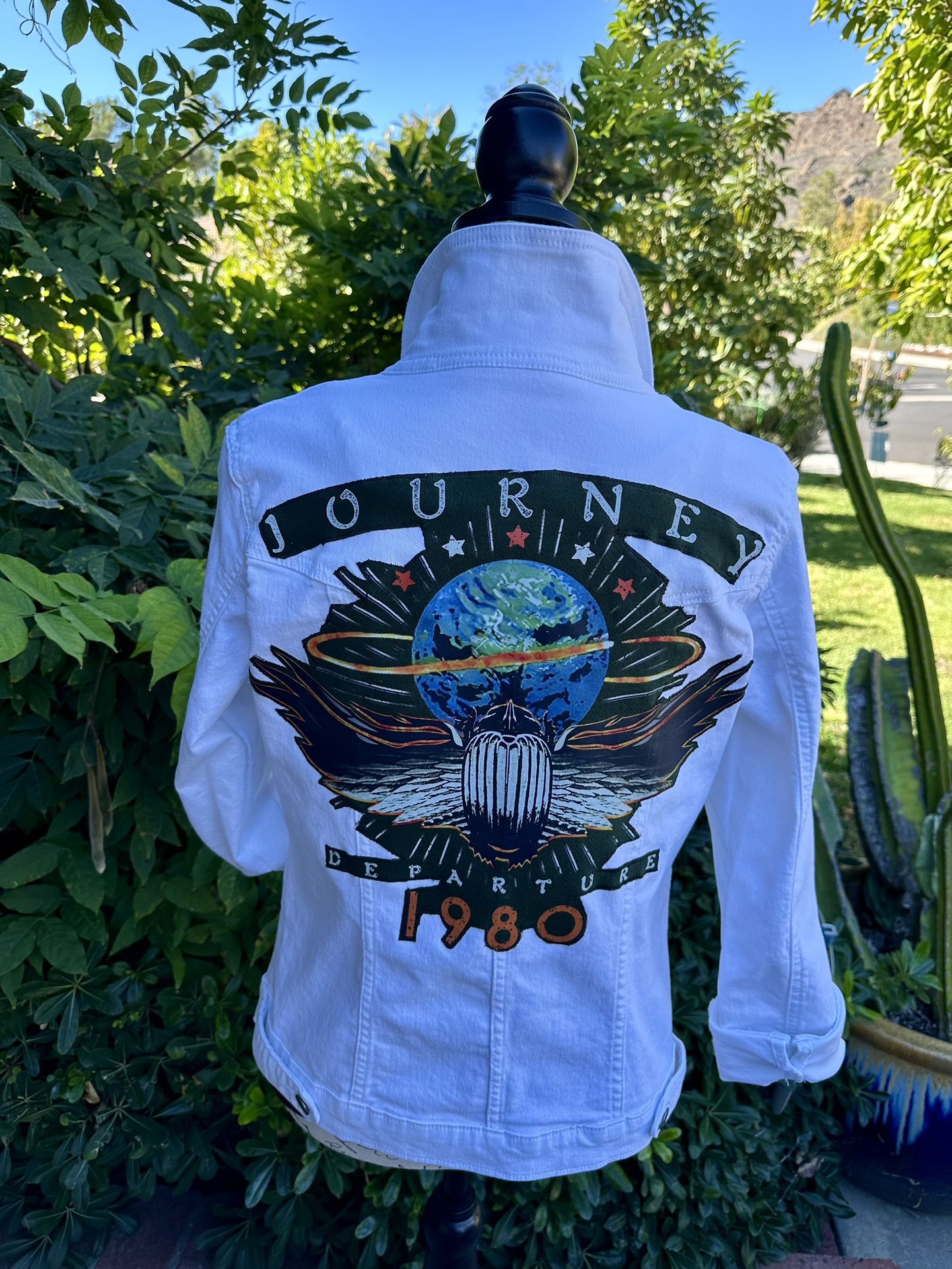 Women's White Stretch Denim Lee Riders Vintage Journey Jean  Jacket-M