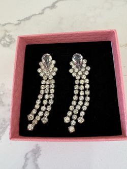 Women’s Earrings Vintage Austrian Crystal Chandelier Earrings with Waterfall strands. 2.25 inches long