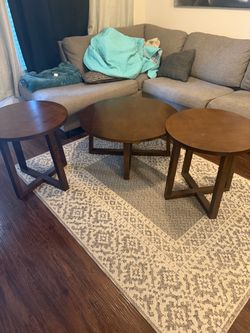 Three piece coffee table and end tables
