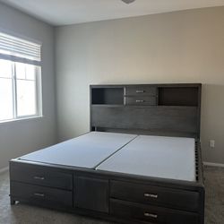 Like New Ashley King Size Storage Bedframe 