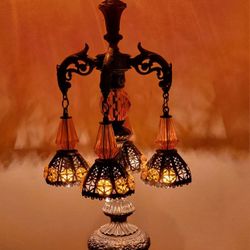 1960S HOLLYWOOD REGENCY 4 ARMS 33" TABLE LAMP WORKING 