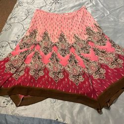 Ladies Pink Full Jagged Edge Skirt Emma James Size 14