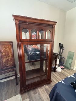Large Wood and Glass Display Cabinet