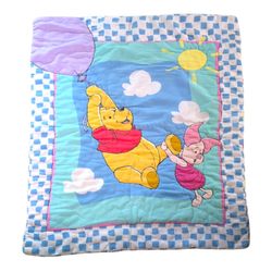VTG Disney Winnie Pooh Piglet Balloon Nursery Little Bedding Blanket 100 Acre