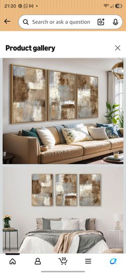 Large Abstract Framed Wall Art, Modern Brown Canvas Pictures, 24"X36"X3