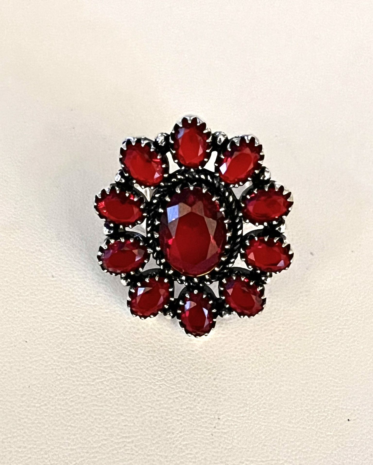 Gorgeous Garnet 925 Silver Statement Ring Sz 10
