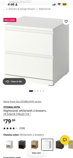 Two Ikea White Nightstands