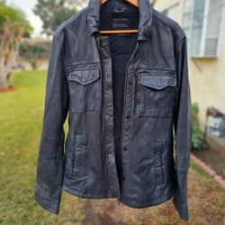 All Saints Men's Jacket XL Leather Biker 