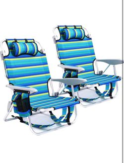 ❤️🔥 2 Pack Lightweight Portable Camping Beach Chair for Adults, Outdoor Lay Flat Folding Beach Chairs with 5 Positions