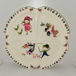 vintage 1983 Peco Co. child's divided Melamine plate features an alphabet border 