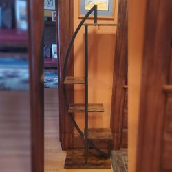 Curved Wooden Shelves With Plant Hook