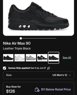 Air Max 90 LTR Triple Black Leather 
Used
Size 12