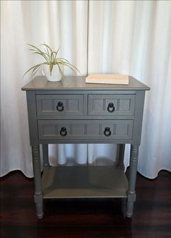 Gray end table  / Side table with Drawers
