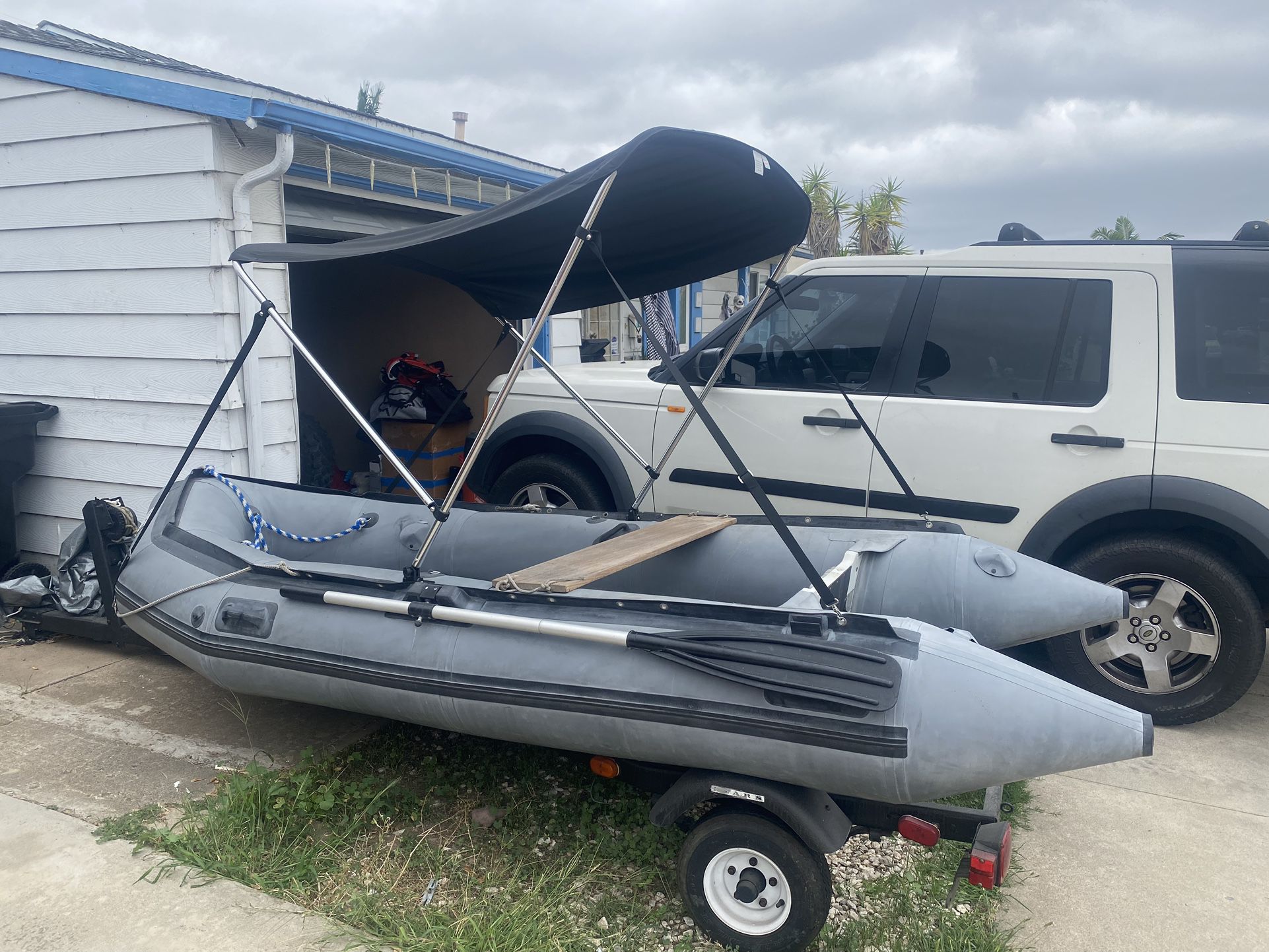 12 Ft Inflatable Boat With Trailer And Bimini Top