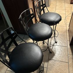 3 Bar or Island Wrought Iron Stools 