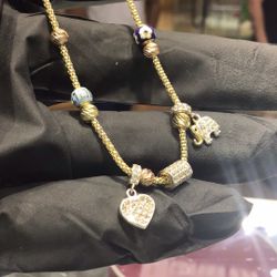 10k Gold Charm Bracelet Size8”inch Adjusted Bracelet Available In Stock..