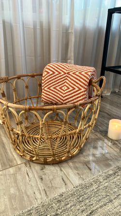 Extra Large IKEA Rattan Storage Basket / Floor Bin 20"