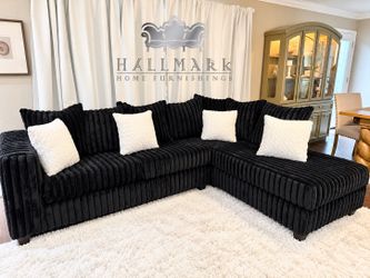 New Black Fluffy Sectional