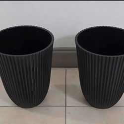 PAIR of 14" (Tall) Brown Textured Resin Planters (2 for $40) @ Lasting Creations