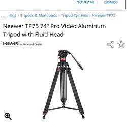 Neewer TP75 74" Pro Video Aluminum Tripod with Fluid Head