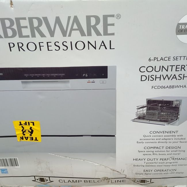 Farberware FCD06ABBWHA Professional Countertop Dishwasher 6 Place Self  Clean New