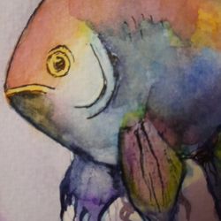 Fish in Watercolor 12x9 Inches- Unframed 