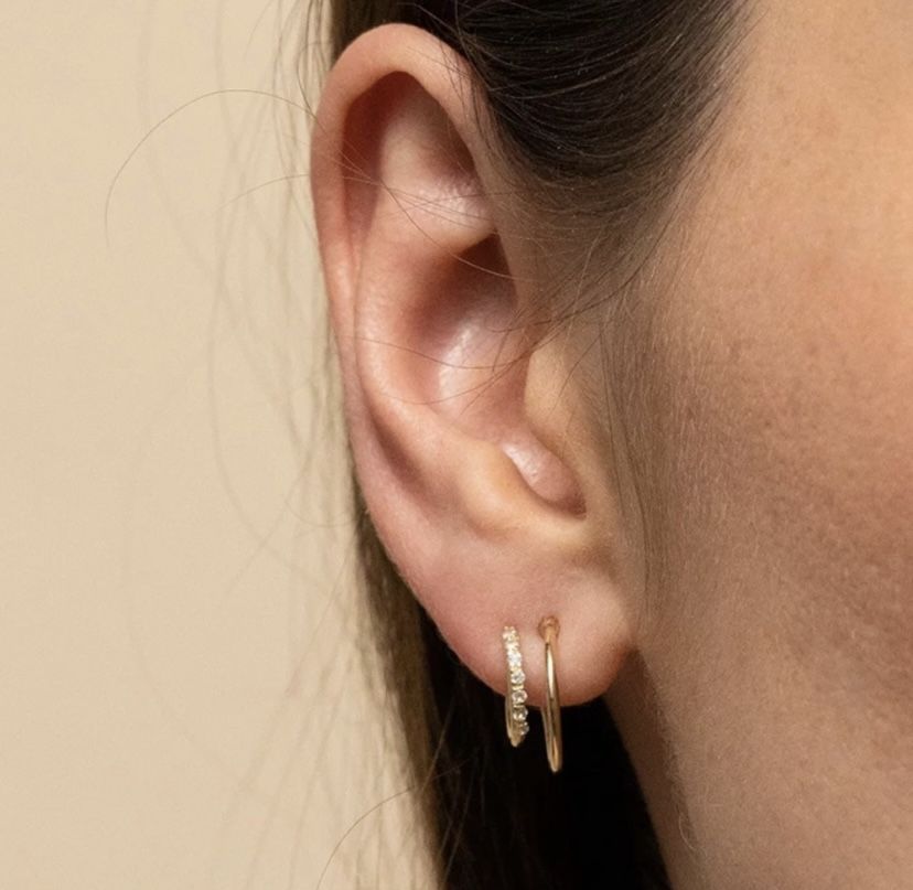 Mejuri Sapphire Twin Hoops 14k Yellow Gold Earrings