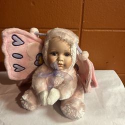 Geppeddo Cuddle Kids Breanna Butterfly w/ Det Wings 9" Plush Porcelain face Doll
