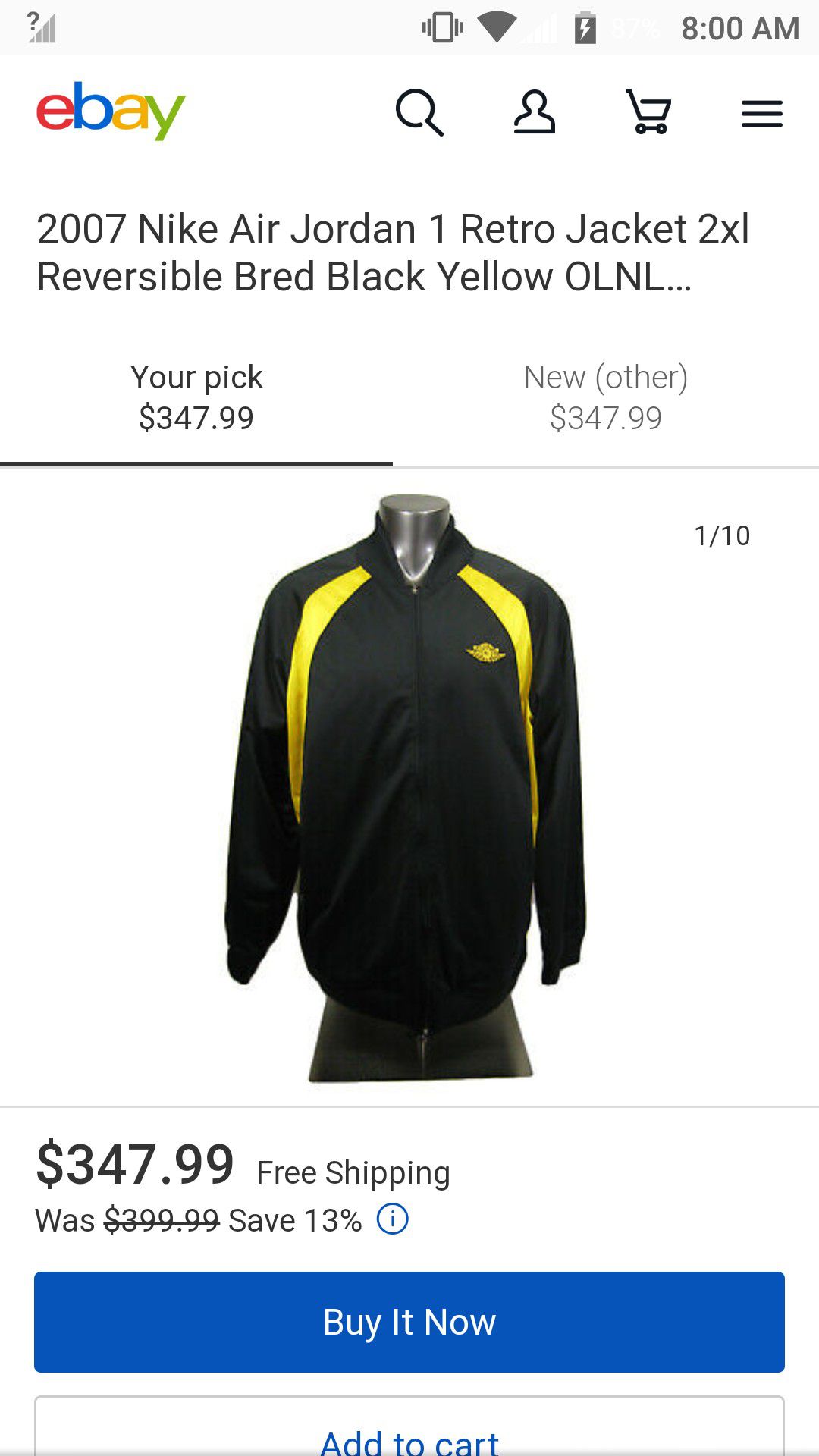 Jordan Retro 1 reversible basketball warmup track jacket men size 3XL