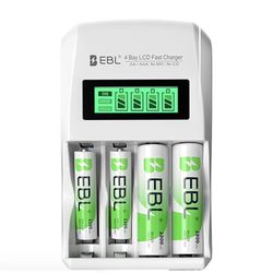 EBL Rechargeable AA AAA Batteries &  Individual Battery Charger Kit