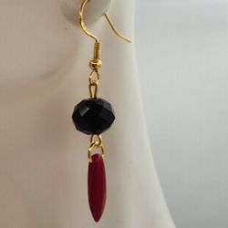 Gold, Black, and Red Earrings 