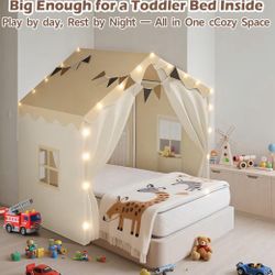 Kids Play Tent with Padded Mat & Lights