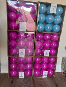 Shatter Resistant Ornament Sets – Pink and blue