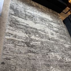 Modern Abstract Area Rug – Grey & Ivory (7’10” x 9’6”)