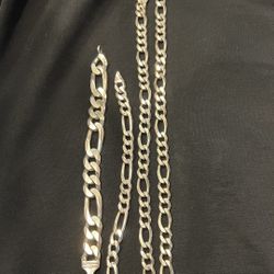 .925 Sterling Silver Necklace and Two Bracelet Set (heavy silver / used but professionally polished)