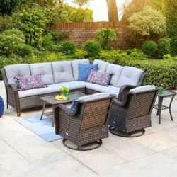 L Shaped Patio Furniture Set With Swivel Chairs Swivel Rocking Chairs New Patio Set
