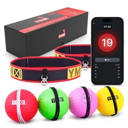 YMX BOXING® Ultimate Reflex Ball Set with Counter App - 4 React Reflex Ball Plus 2 Adjustable Headband, Great for Reflex, Timing, Accuracy, Focus & Co